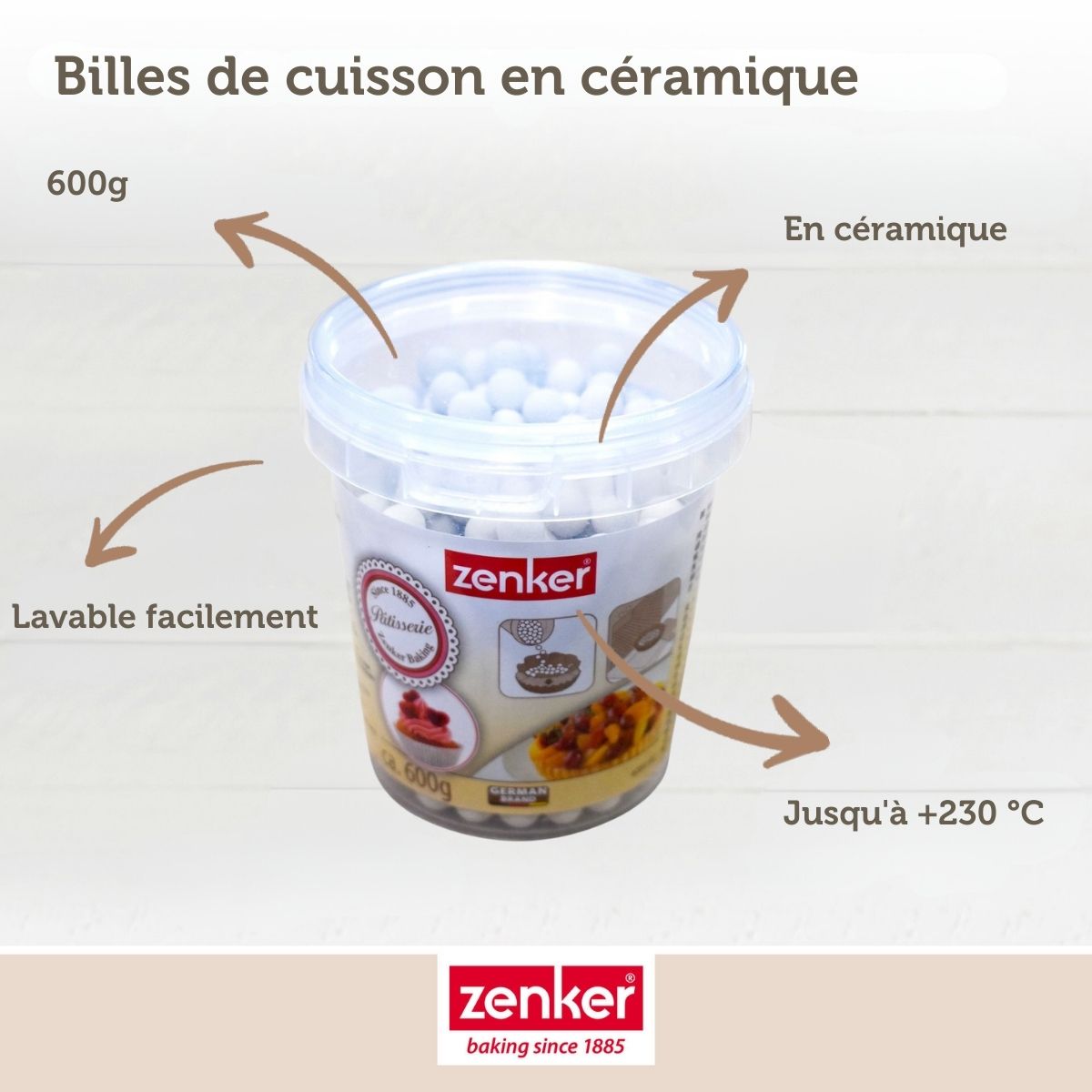 Lot de 2 seaux de billes de cuisson pour pâte sablée, pot de 600 grammes Zenker Smart Pastry Zenker - Mathon - 3