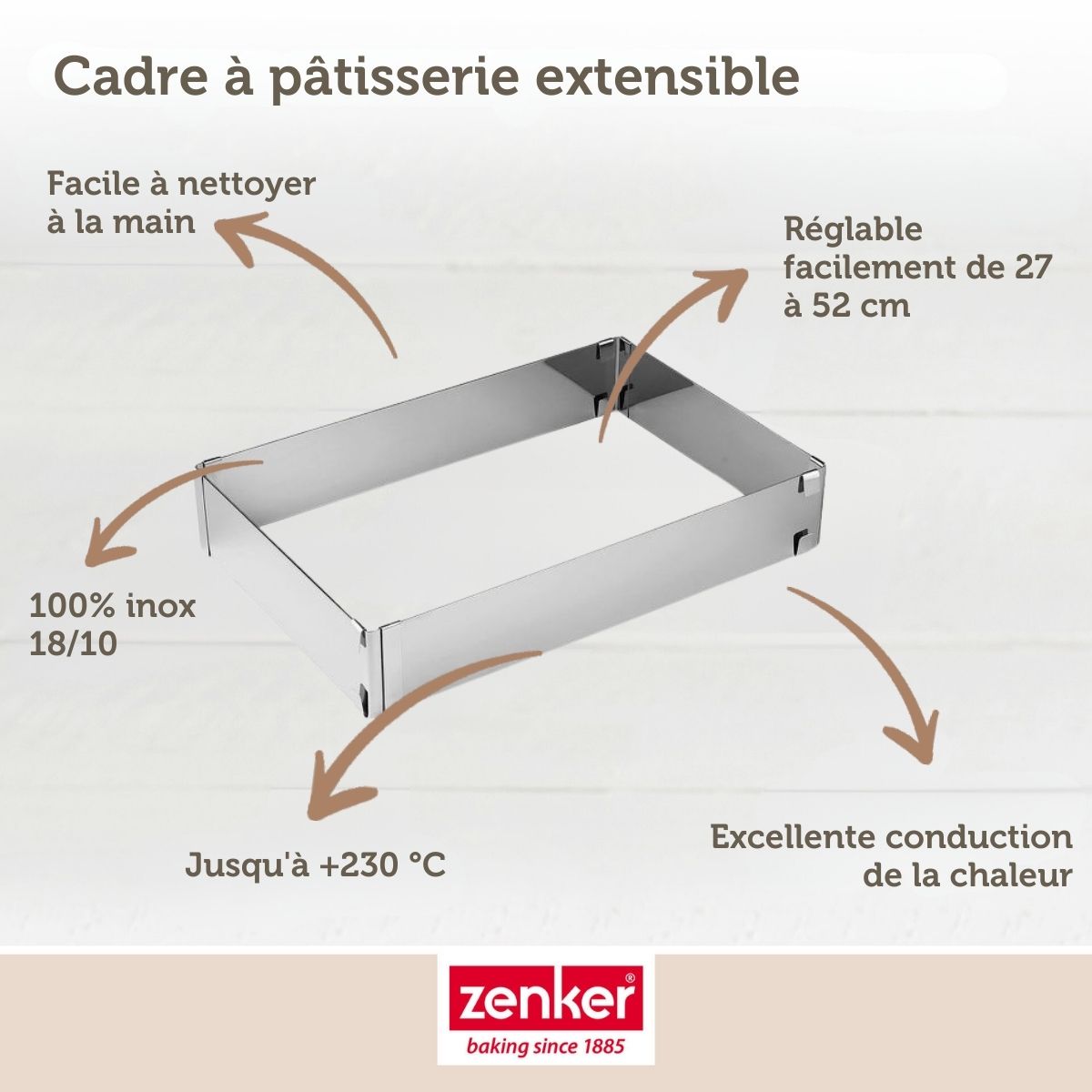 Ensemble de 2 Cadres à gâteau réglable 27 à 52 cm Zenker Smart Pastry Zenker - Mathon - 3