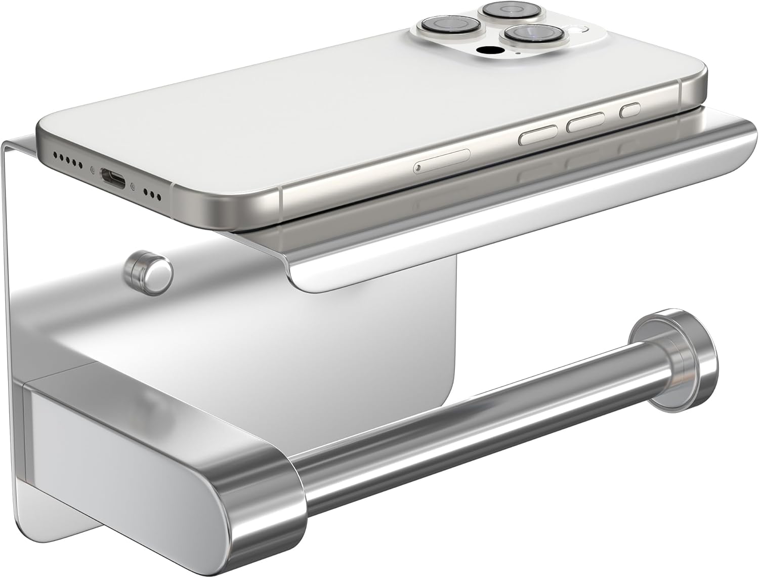 Porte-papier toilette acier argent autocollant moderne Vendos85 - Mathon