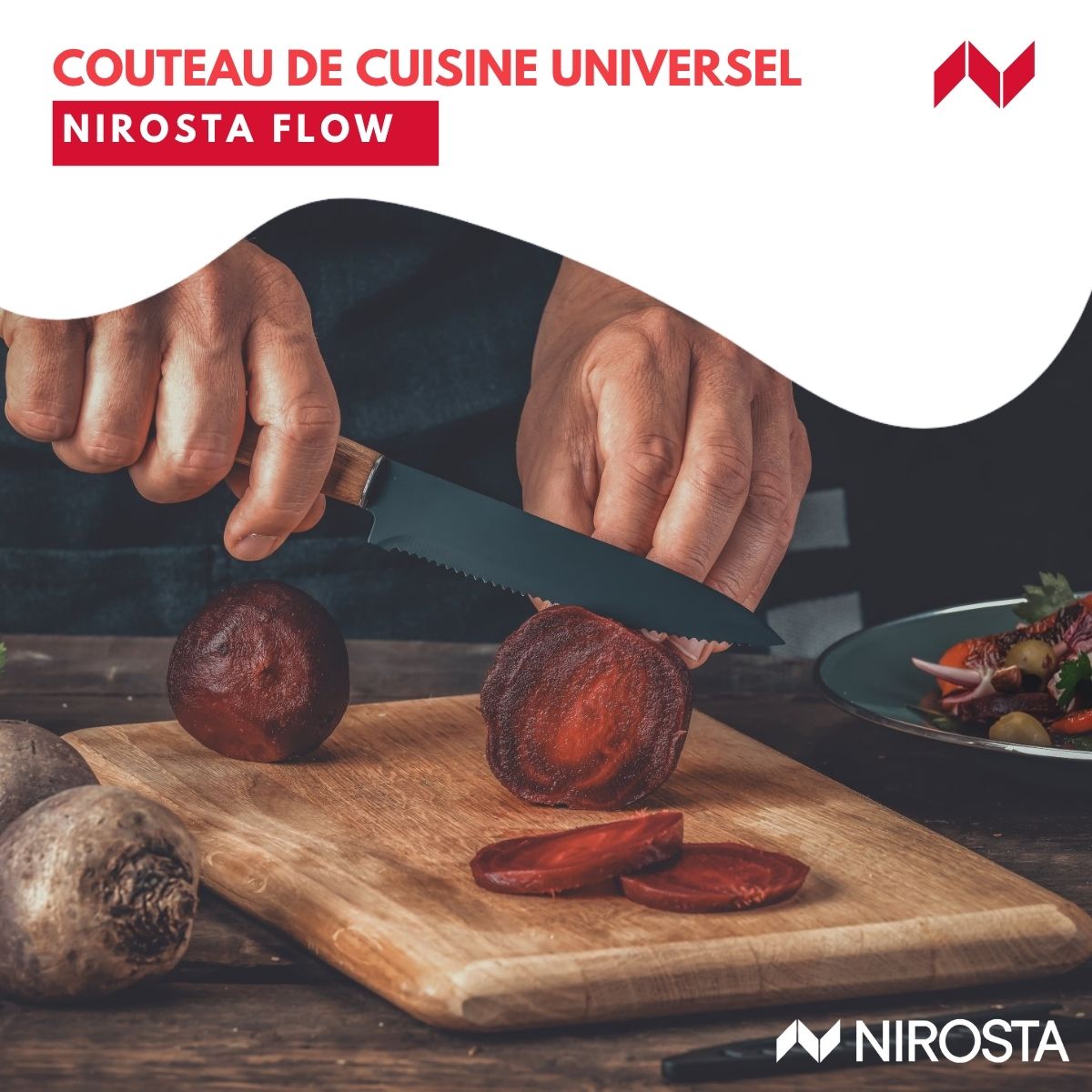Couteau de cuisine lame crantée 24 cm  Flow Nirosta - Mathon - 2