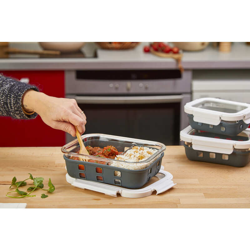 24Pcs - Combo boite rectangulaire en verre+couv transparent+protection silicone 145x105x47mm 370ml FirstPack - Mathon - 2