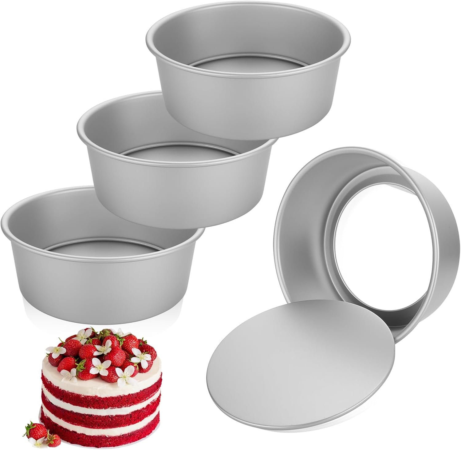 Lot de 4 moules à gâteau ronds de 22 cm de haut, 8 cm de haut Vendos85 - Mathon