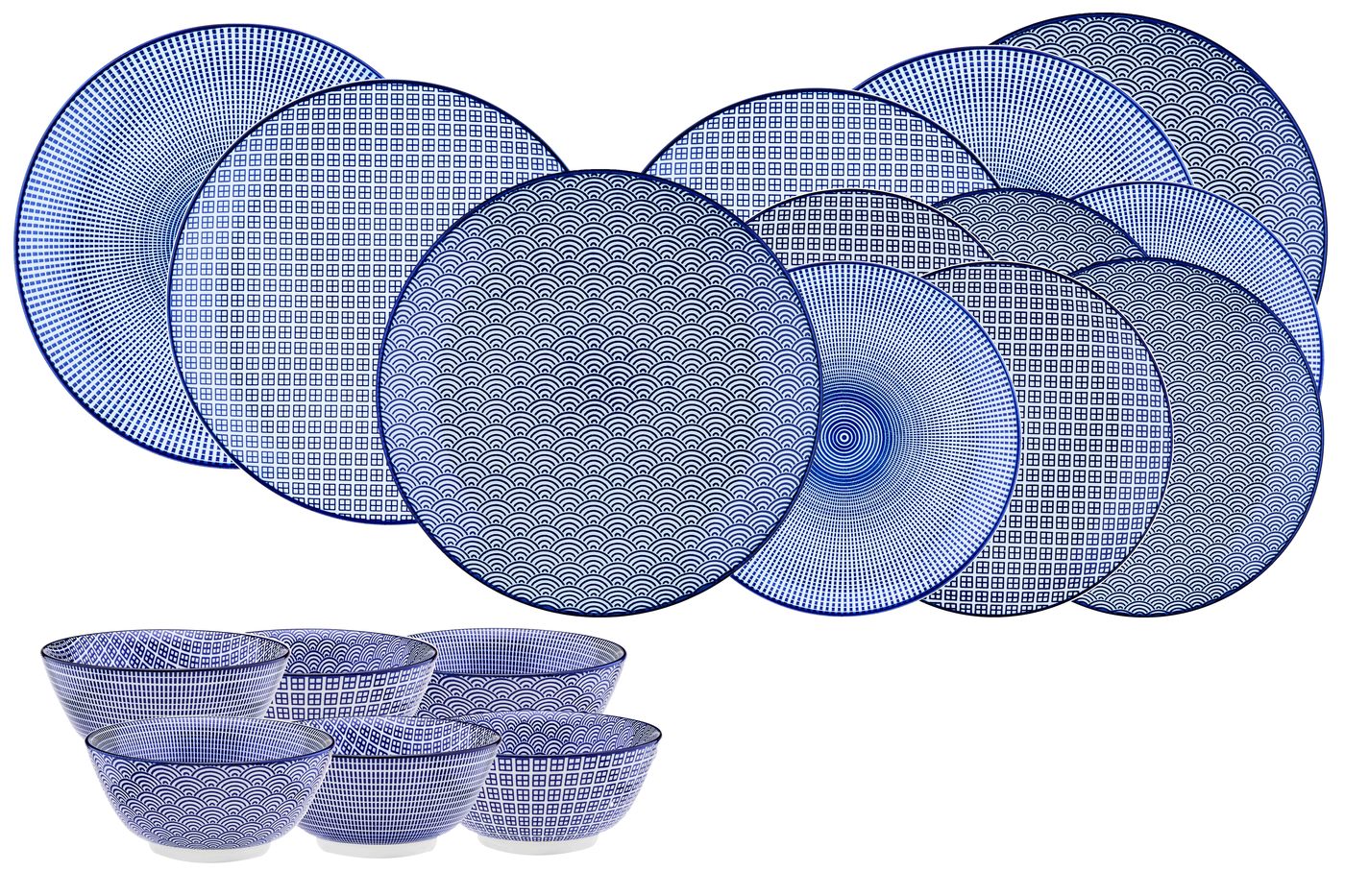 Lot de 18 set les essentiels en porcelaine bleu D Björn - Mathon - 1