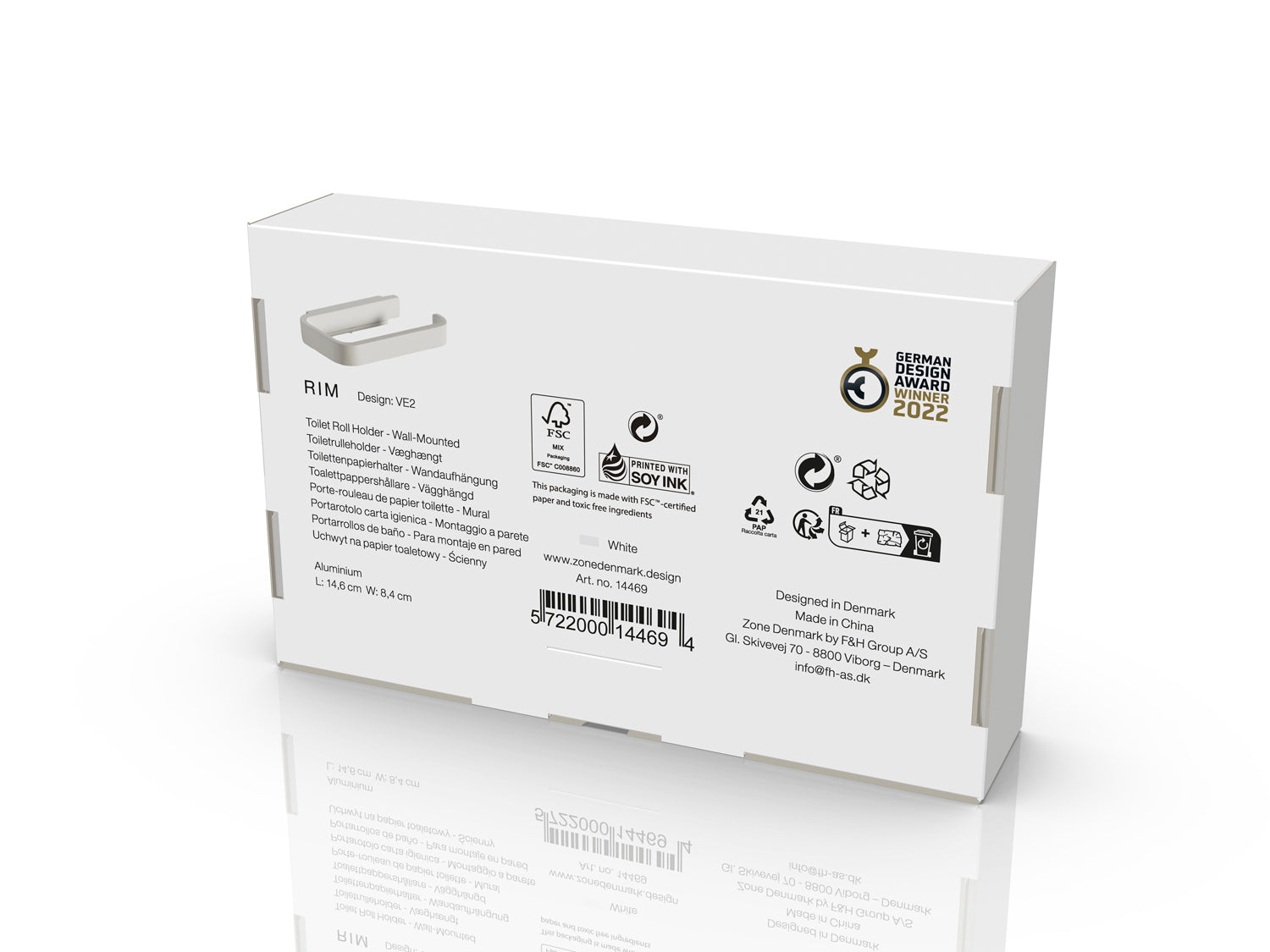 Porte-papier toilette RIM en aluminium Blanc Zone Denmark - Mathon - 4