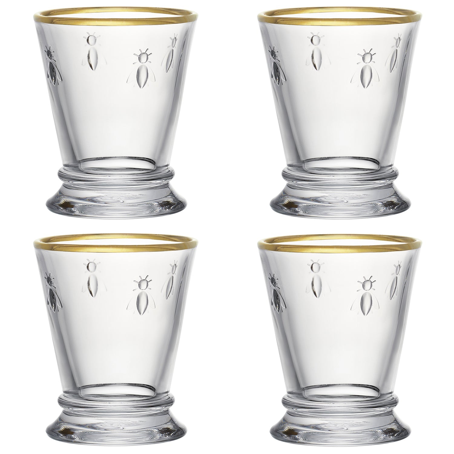 Coffret de 4 verres à eau bord or, ABEILLE La Rochère - Mathon
