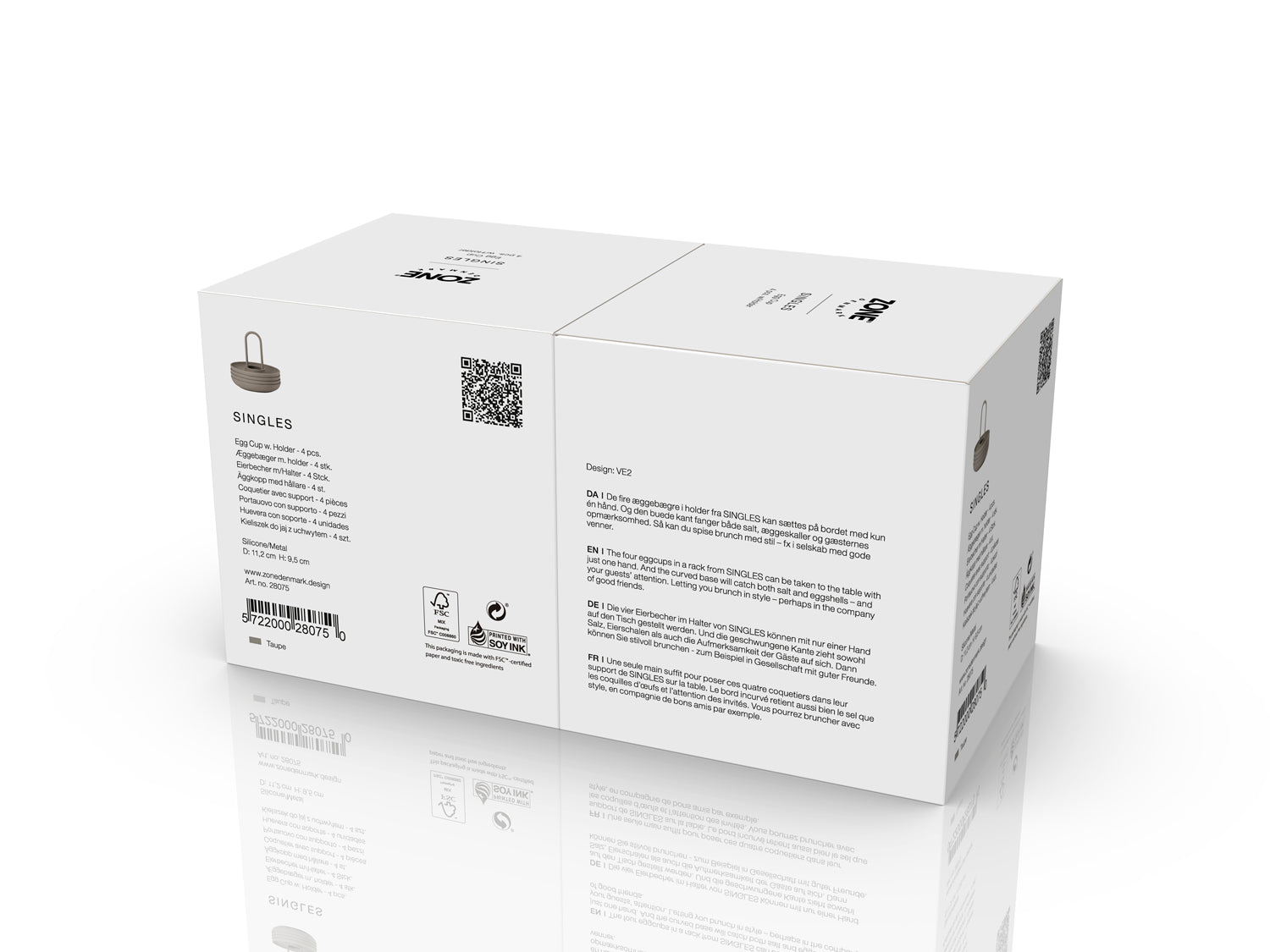 Set de 4 coquetiers avec support SINGLES en silicone Taupe Zone Denmark - Mathon - 6