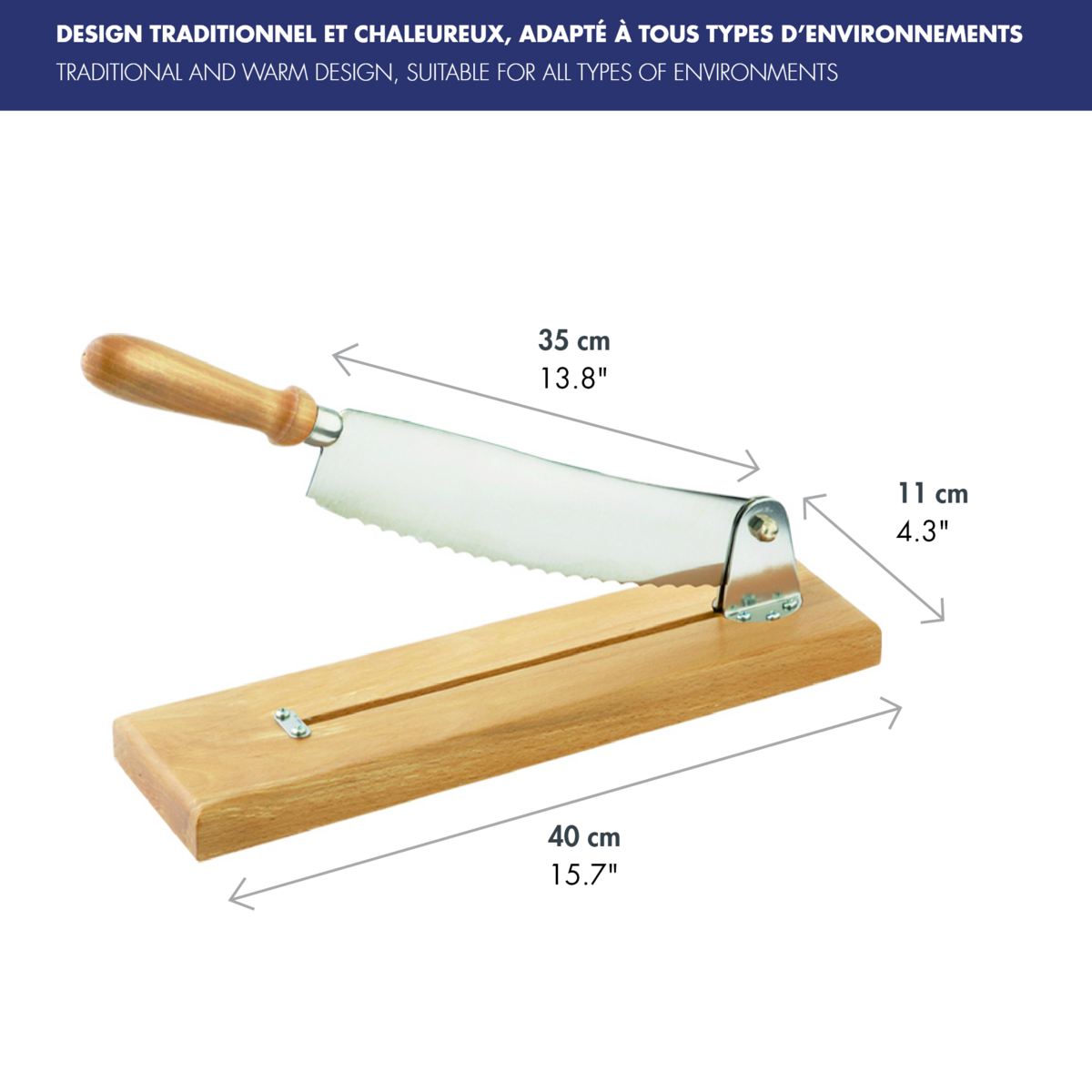 Coupe-pain socle bois 1er prix - lame droite 25 cm Louis Tellier - Mathon - 4