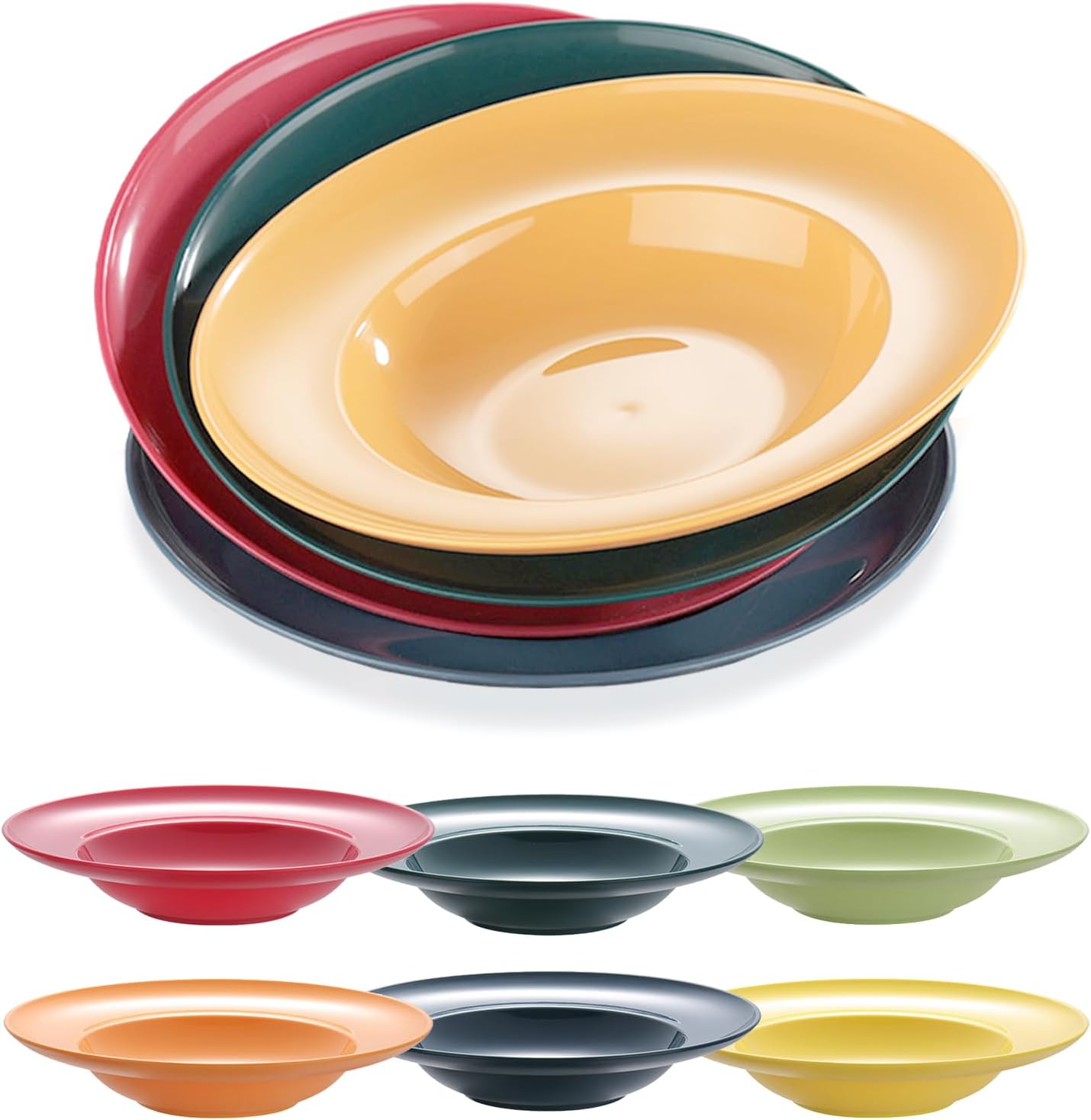 Lot de 6 assiettes creuses à pâtes en PP colorées Vendos85 - Mathon