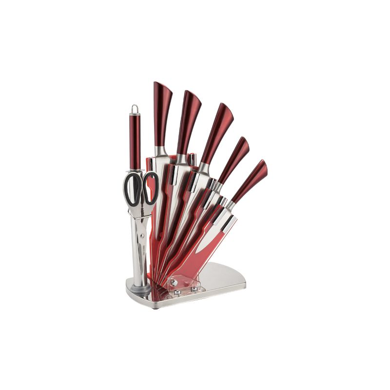 Set De Couteaux Avec Support 8 Pieces Royaltyline RLKSS804-RED Royalty Line - Mathon - 1