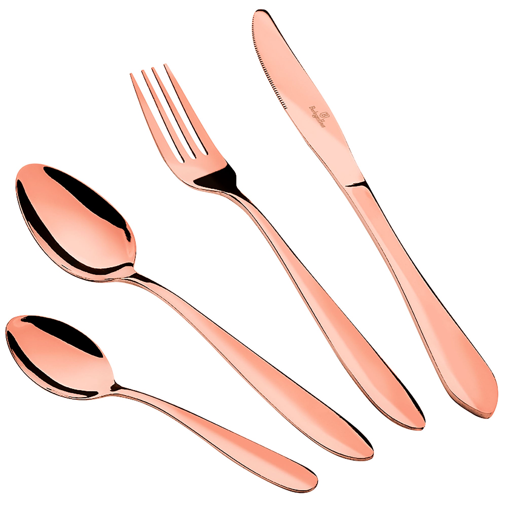 Ménagère Doré 24-Piece Acier Inox. Finition Polie, Set de Couverts 6 Personnes  Or Rose Rose Gold Mirror - Mathon - 2
