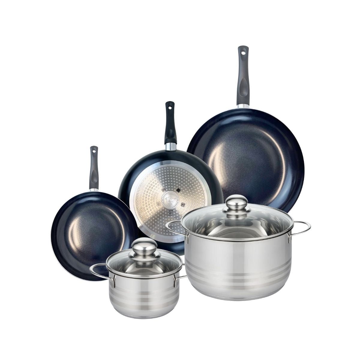 Ensemble de 3 Poêles de cuisson 20, 24 et 28 cm et 2 faitouts 16 et 24 cm  Prima Brillant Elo - Mathon - 1