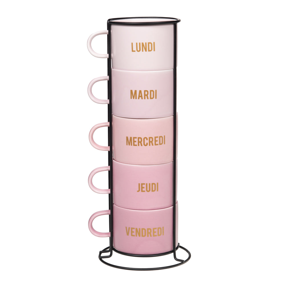 Tour de 5 mugs Week 8,8 cm Table passion - Mathon - 1