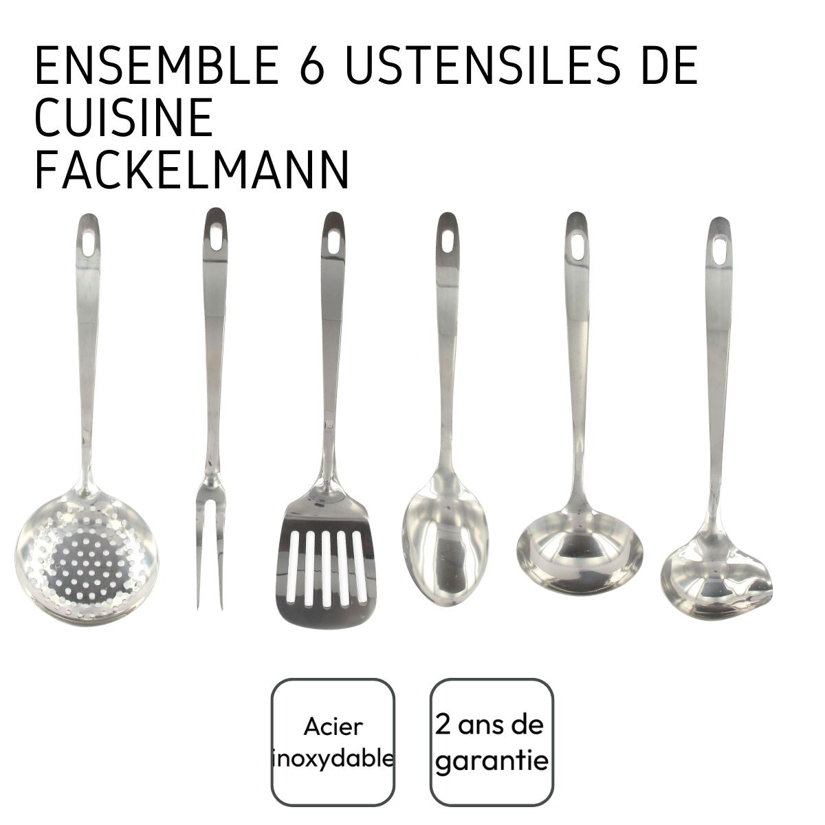 Ensemble ustensiles de cuisine 6 pièces inox  Oxford Fackelmann - Mathon - 4