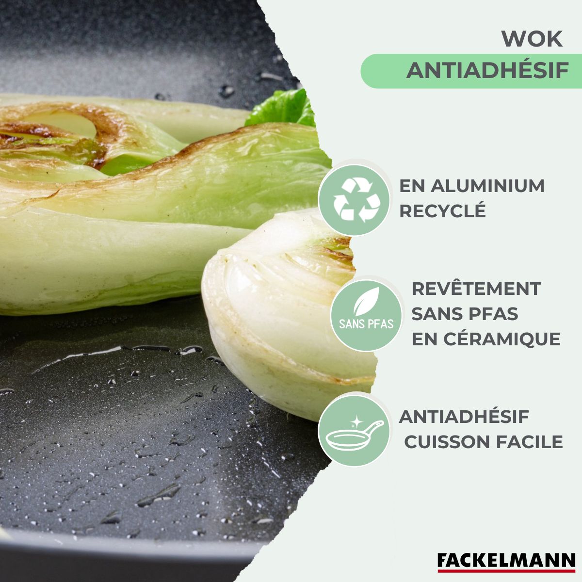 Wok 28 cm aluminium revêtement céramique antiadhésif sans PFAS  Brandao Fackelmann - Mathon - 4