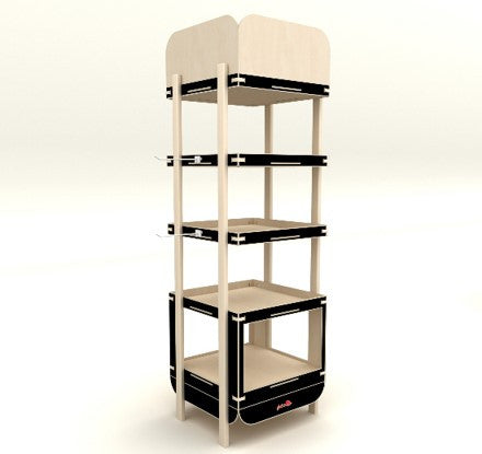Display en bois - 4 étagères  470x470mm H1 690mm FirstPack - Mathon