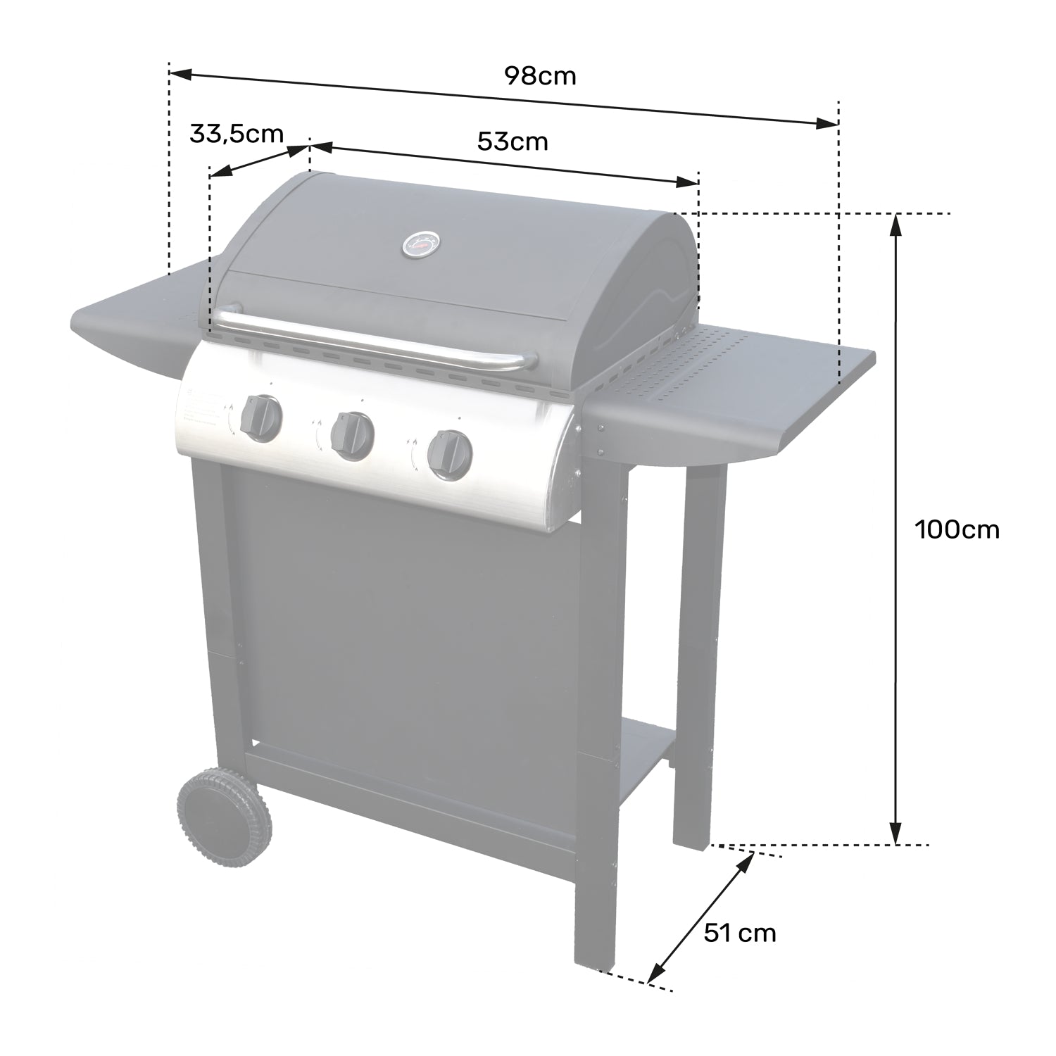 Barbecue au gaz HAWAÏ - 3 brûleurs 8,4kW Happy Garden - Mathon - 7