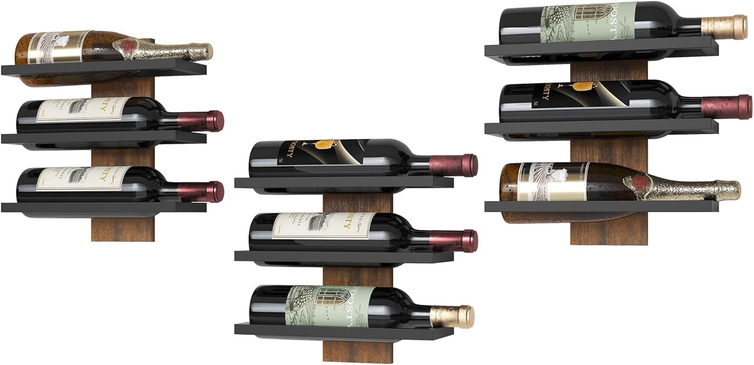 Casier à vin mural en métal et bois, 3 niveaux Vendos85 - Mathon