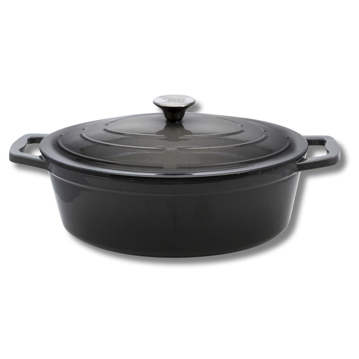 Cocotte ovale en fonte émaillée 33 cm gris classique 5 L Elo - Mathon - 1