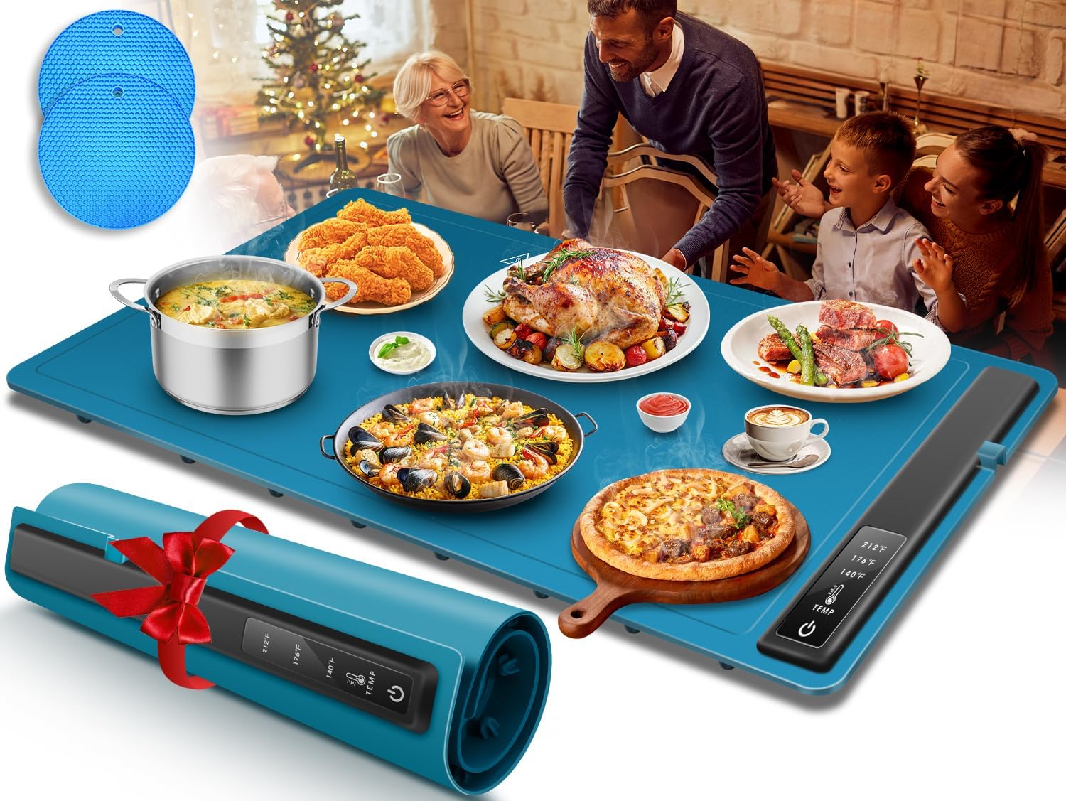 Plateau Chauffant Électrique assiettes Pliable Bleu Vendos85 - Mathon