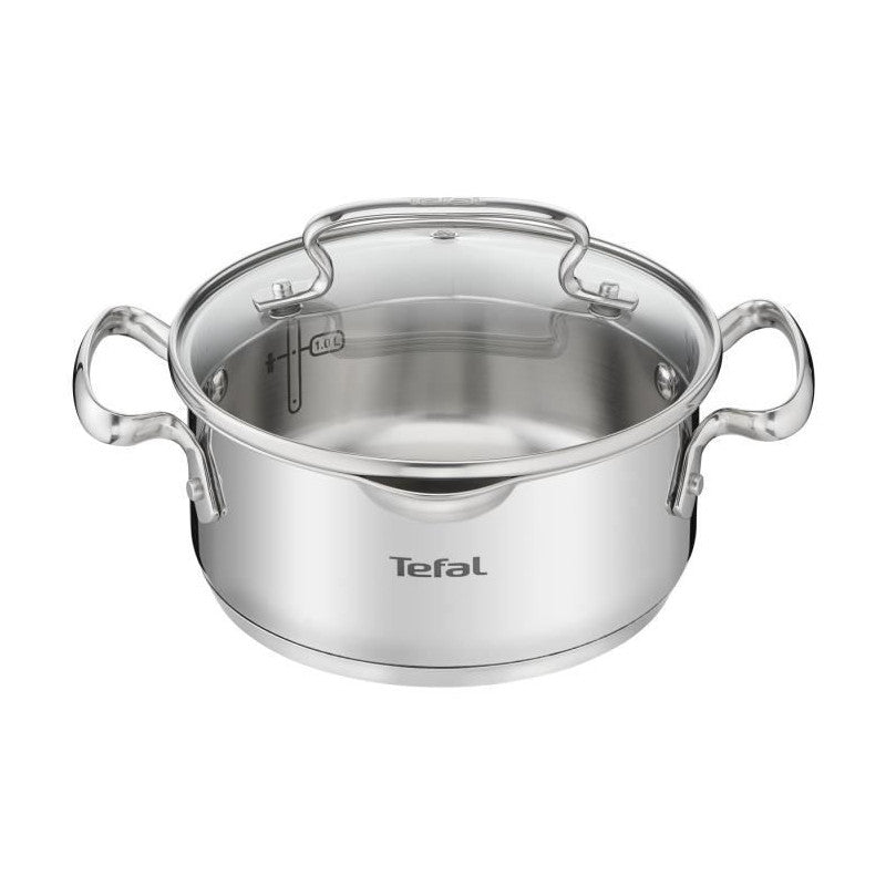 Duetto+ Faitout 18 Cm, Induction, Acier Inoxydable Haute Qualité, Garantie 10 Ans, Poignées Rivetées, Couvercle Verre Tefal - Mathon - 5