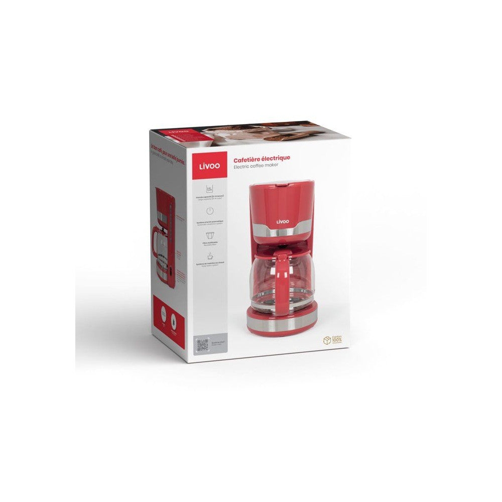 Cafetiere électrique - Livoo - Dod201rc - 1000 W - 1,5 L - 12 A 14 Tasses - Rouge Chili Livoo - Mathon - 5