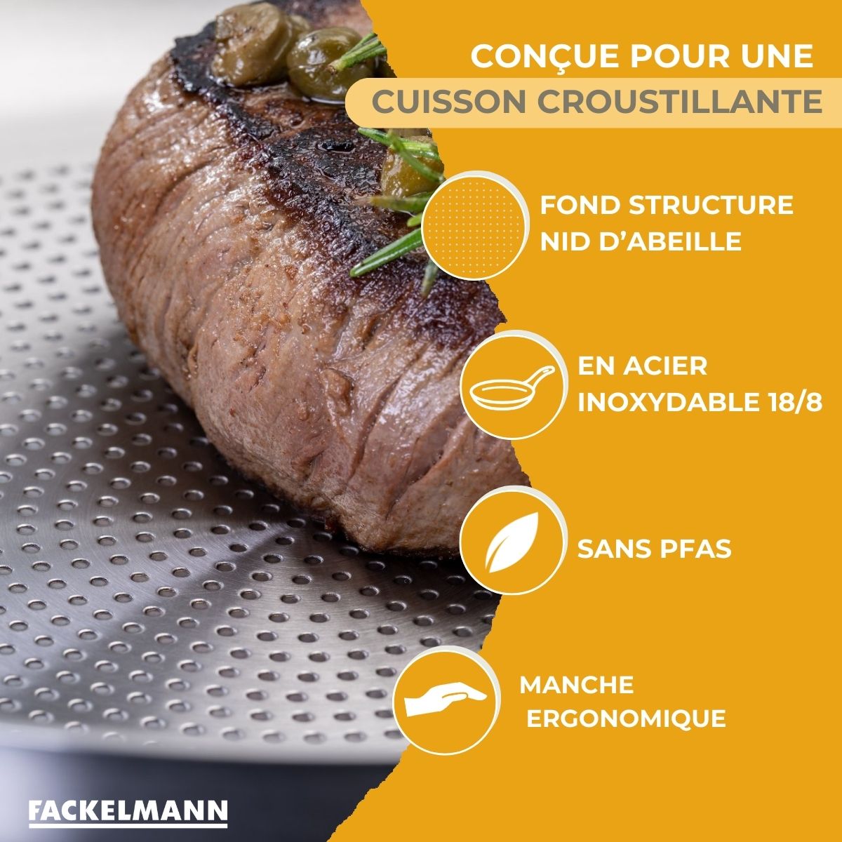 Poêle 28 cm en inox 18/8  Ovalgriff Fackelmann - Mathon - 4