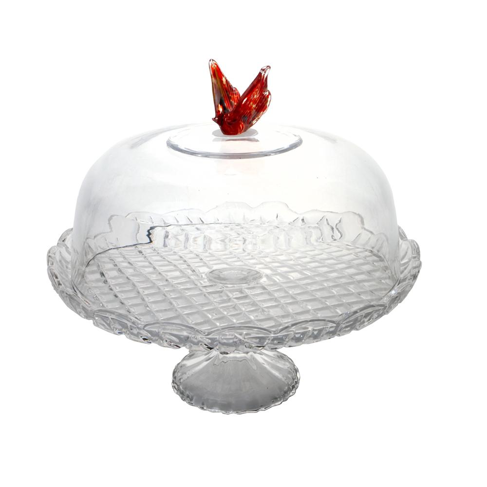 Cloche sur pied Papillon en verre 30 cm Table passion - Mathon - 1