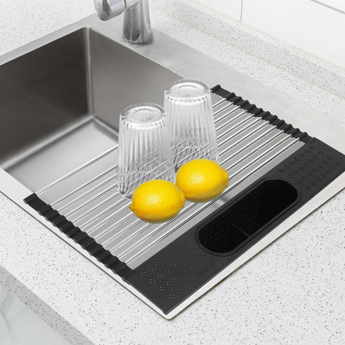 Égouttoir pour évier de Cuisine Pliable en Acier Inoxydable 44 X 28 cm Vendos85 - Mathon