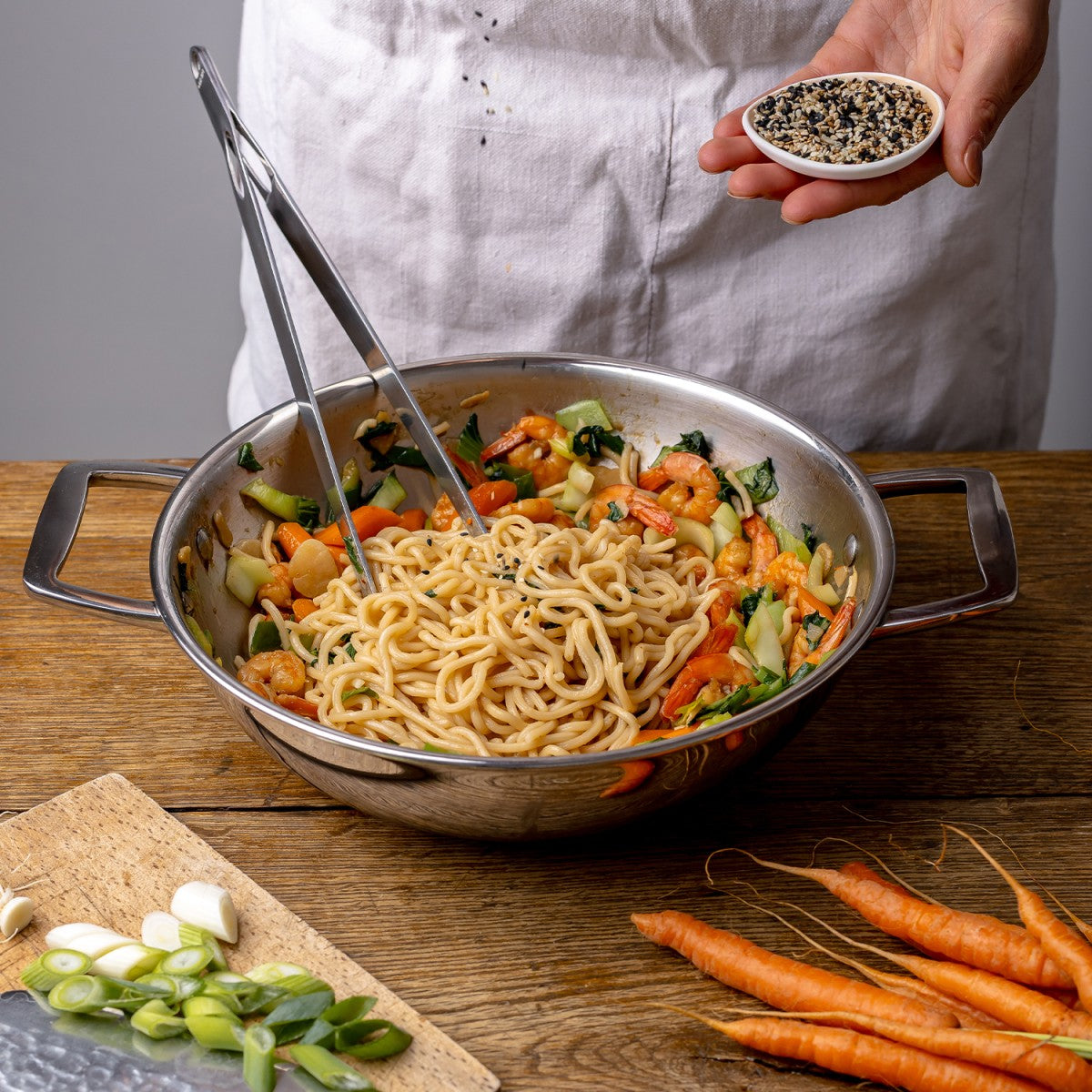 Wok en inox à 2 anses fixes 32cm Cristel - Mathon - 3