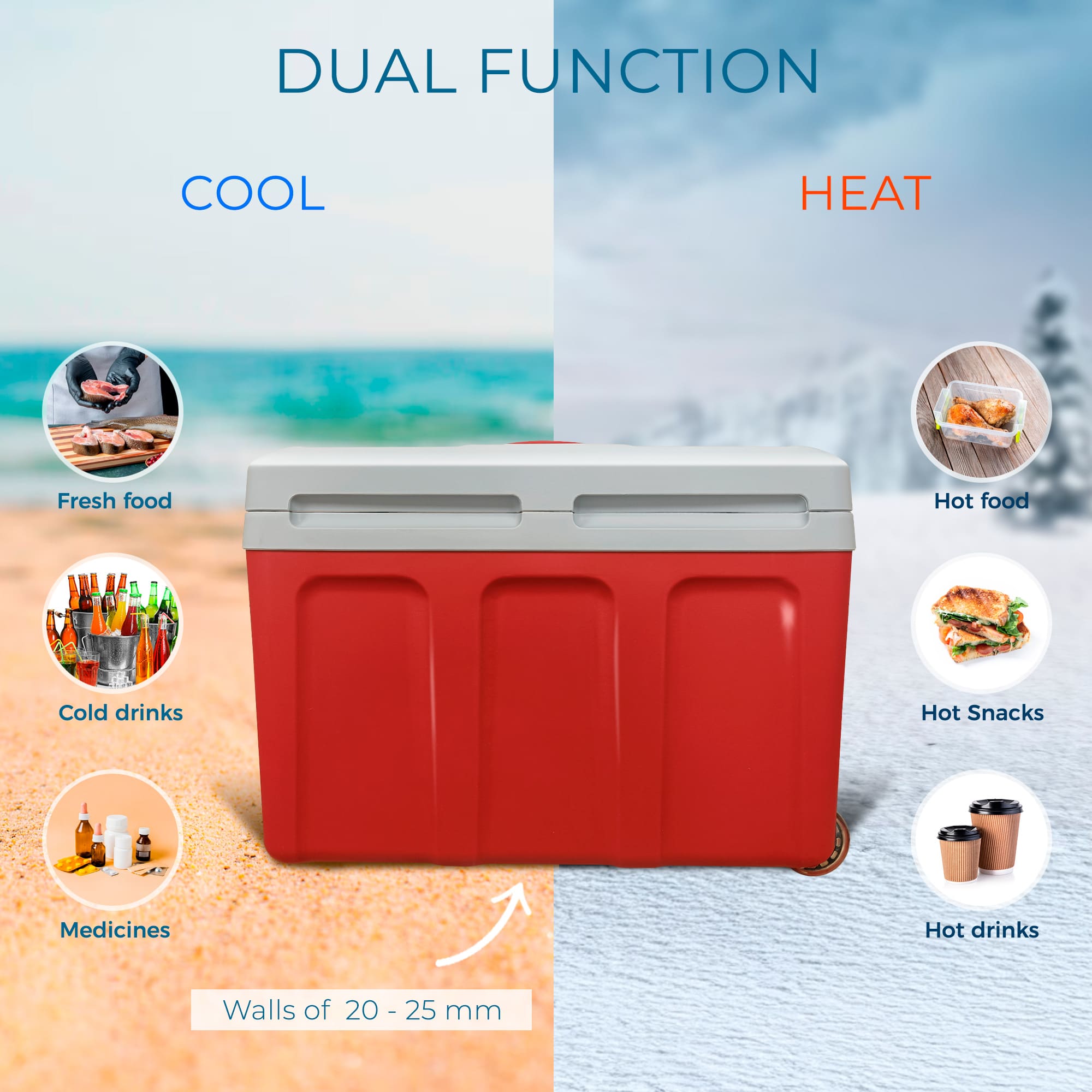 Glacière Électrique portable 40 Litres, 12V / 220 - 240V Voiture et Camping 58  Rouge CF1155RED - Mathon - 3