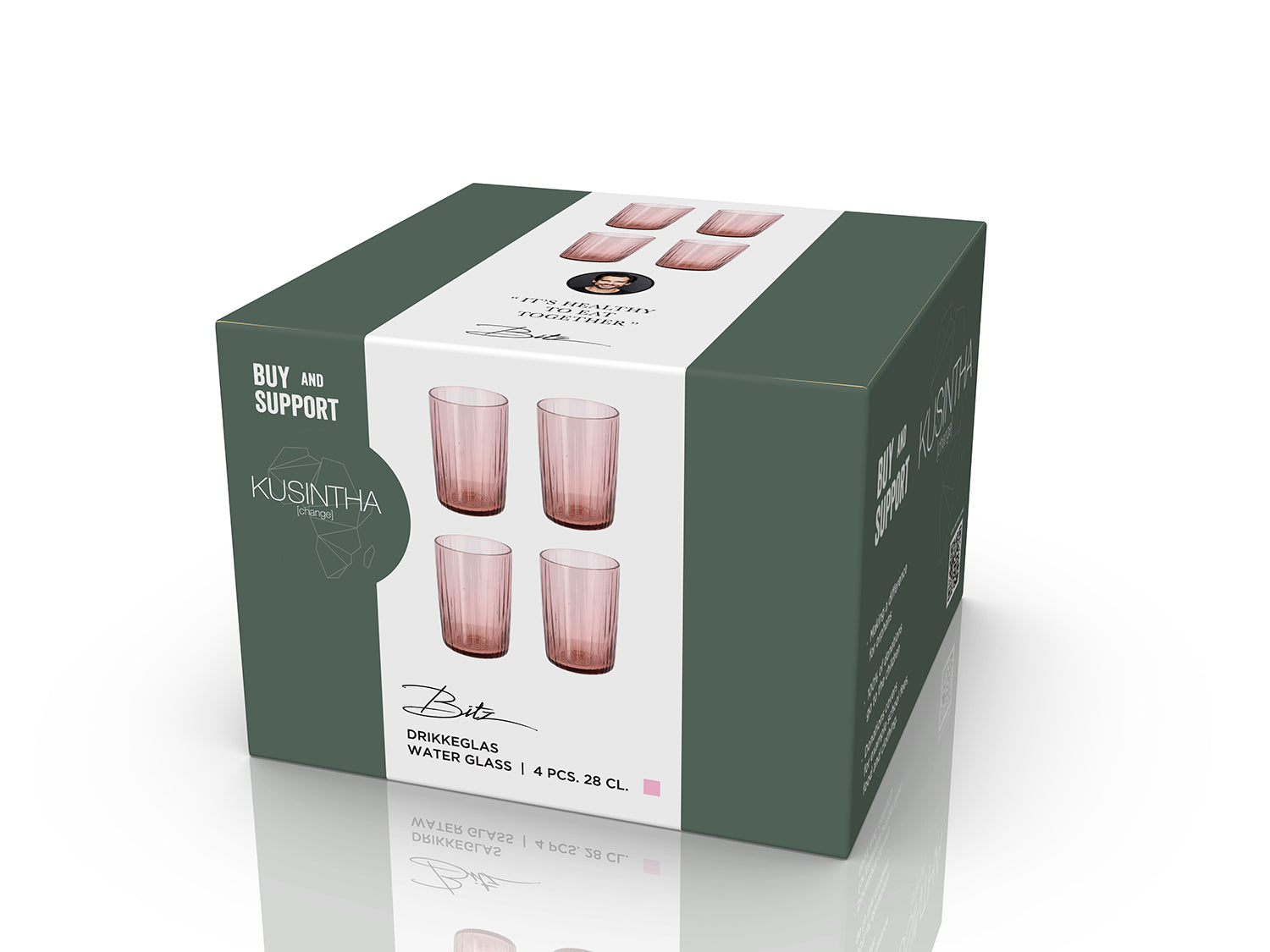 Set de 4 verres à eaux KUSINTHA Rose Bitz - Mathon - 2