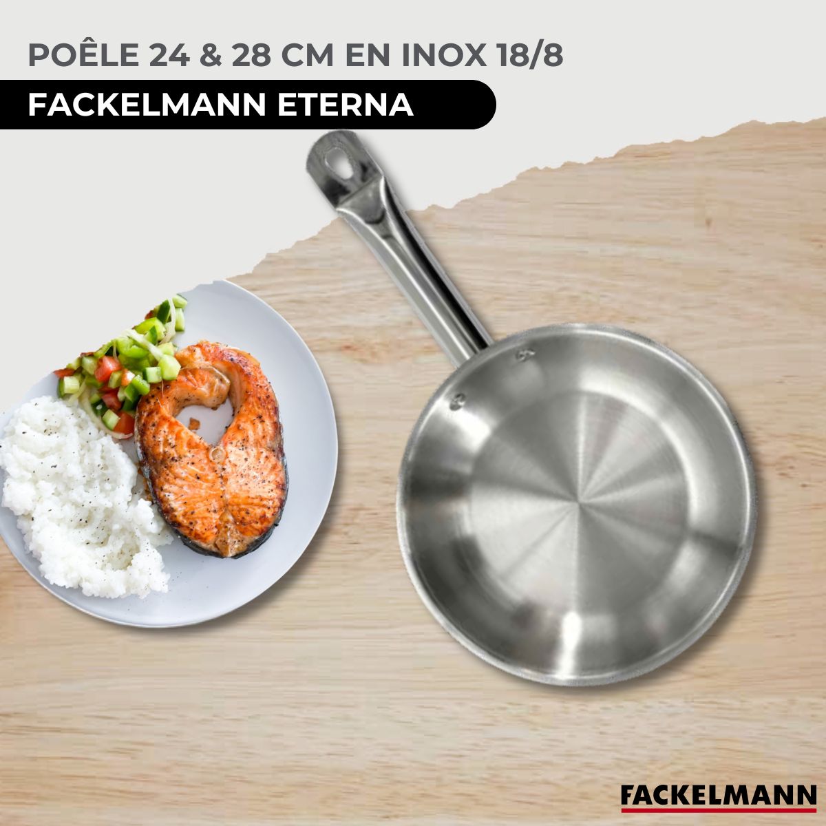 Set de 2 poêles 24 et 28 cm en inox  Eterna Fackelmann - Mathon - 2