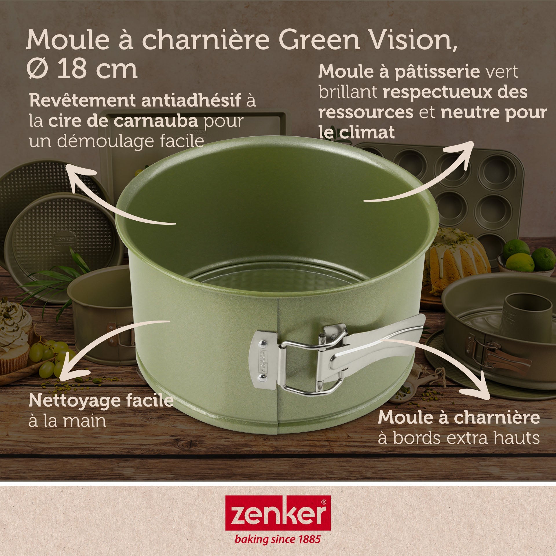 Ensemble de 2 Moules à panettone à charnière 18 cm Zenker Green Vision Zenker - Mathon - 3