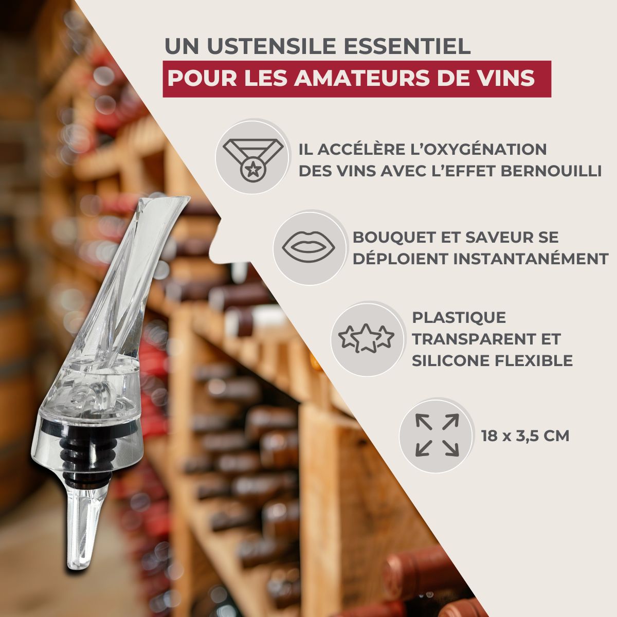 Bouchon verseur et aérateur de vin  Bar Concept Fackelmann - Mathon - 3