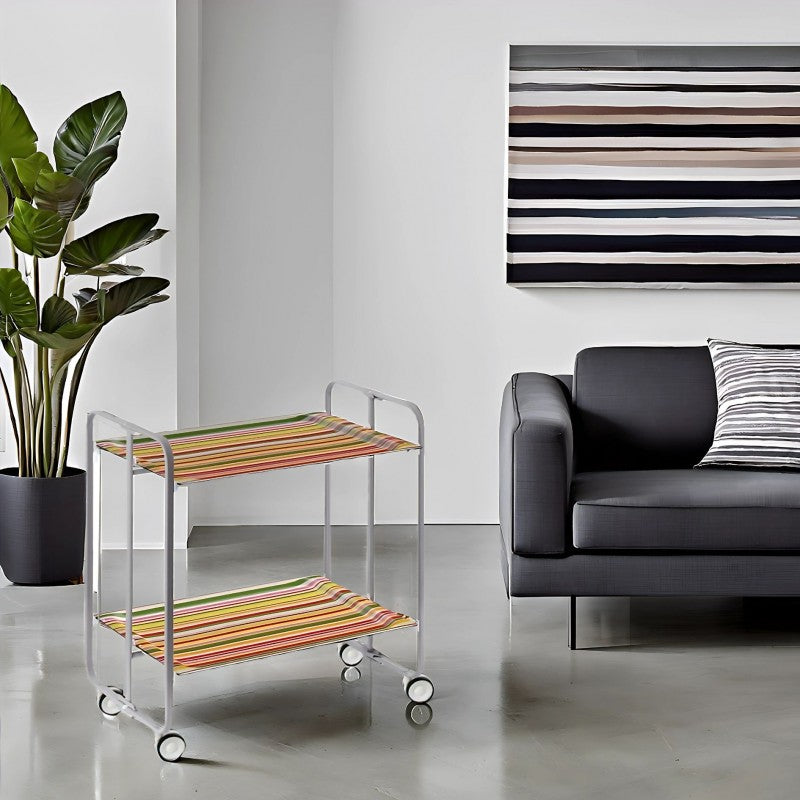 Desserte pliante 2 niveaux avec roulettes – structure gris aluminium, bauhaus Don Hierro - Mathon - 2