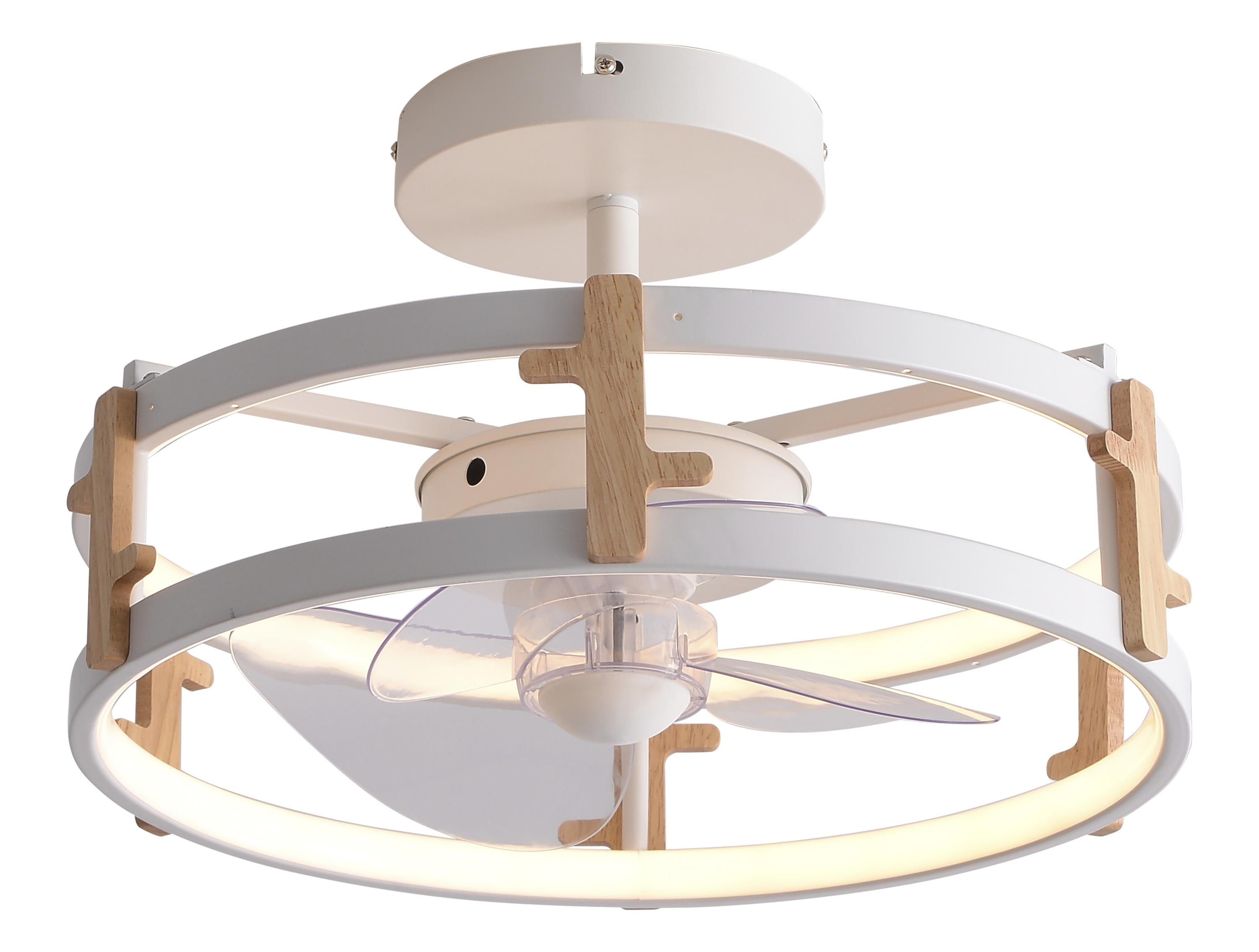 Lampe à ventilateur LED avec détails en bois Purline - Mathon - 1