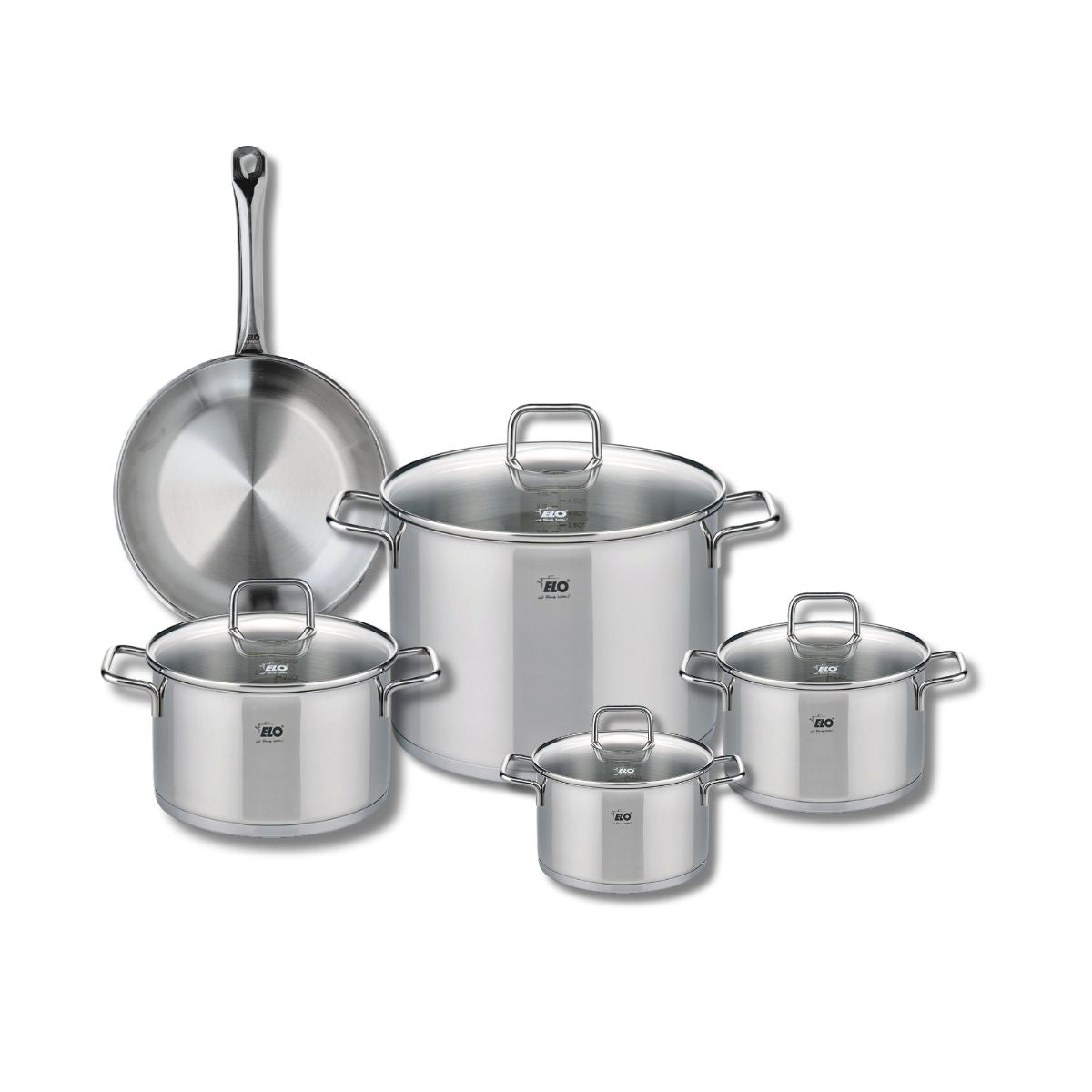 Ensemble de 1 Poêle de cuisson 24 cm et 4 faitouts 14, 16, 20 et 26 cm  Profi Citrin Elo - Mathon - 1