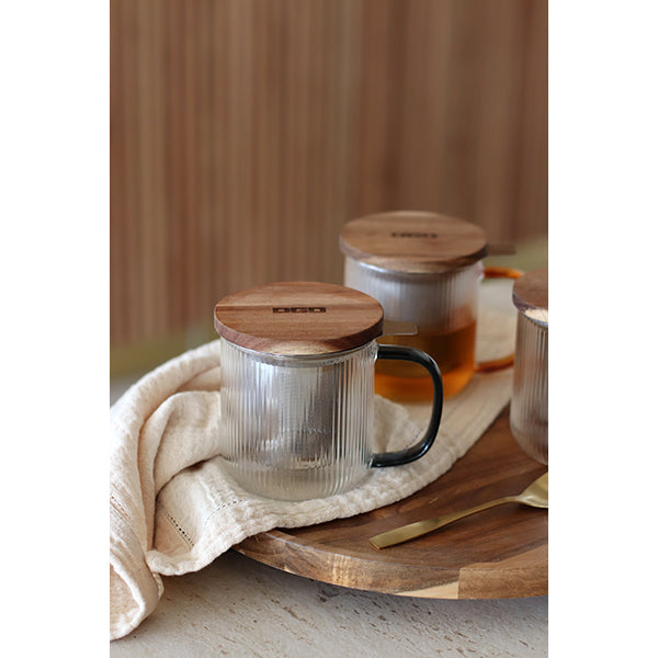 Tisanière mug Karl en verre borosilicate anse gris fumé 300 ml Ogo - Mathon - 2