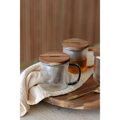 Tisanière mug Karl en verre borosilicate anse gris fumé 300 ml Ogo - Mathon - 2