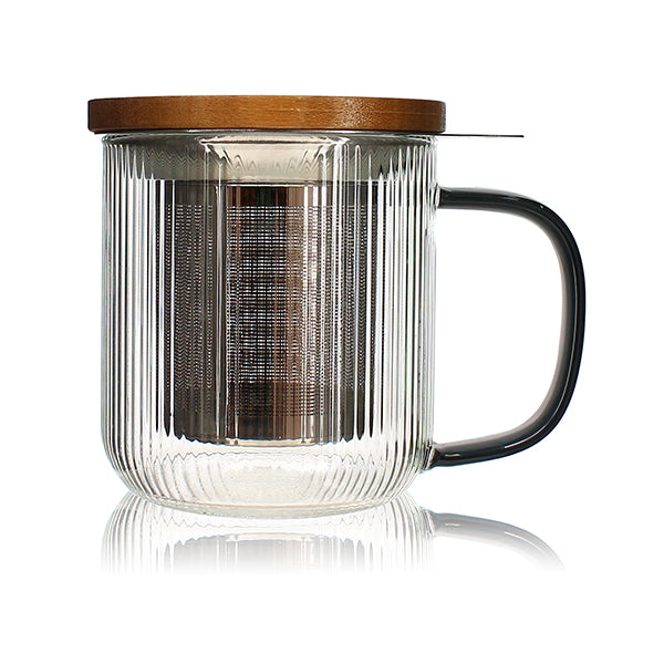 Tisanière mug Karl en verre borosilicate anse gris fumé 300 ml Ogo - Mathon - 1