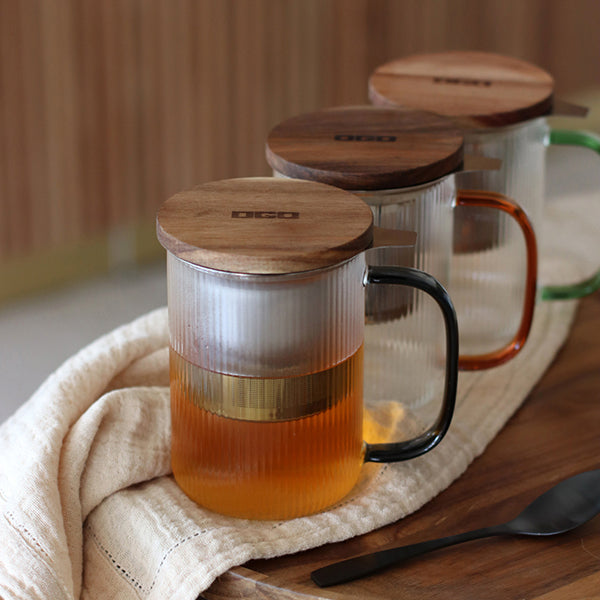 Tisanière mug Karl en verre borosilicate anse ambrée 475 ml Ogo - Mathon - 2