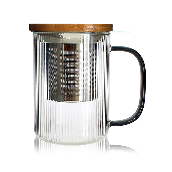 Tisanière mug Karl en verre borosilicate anse gris fumé 475 ml Ogo - Mathon - 1