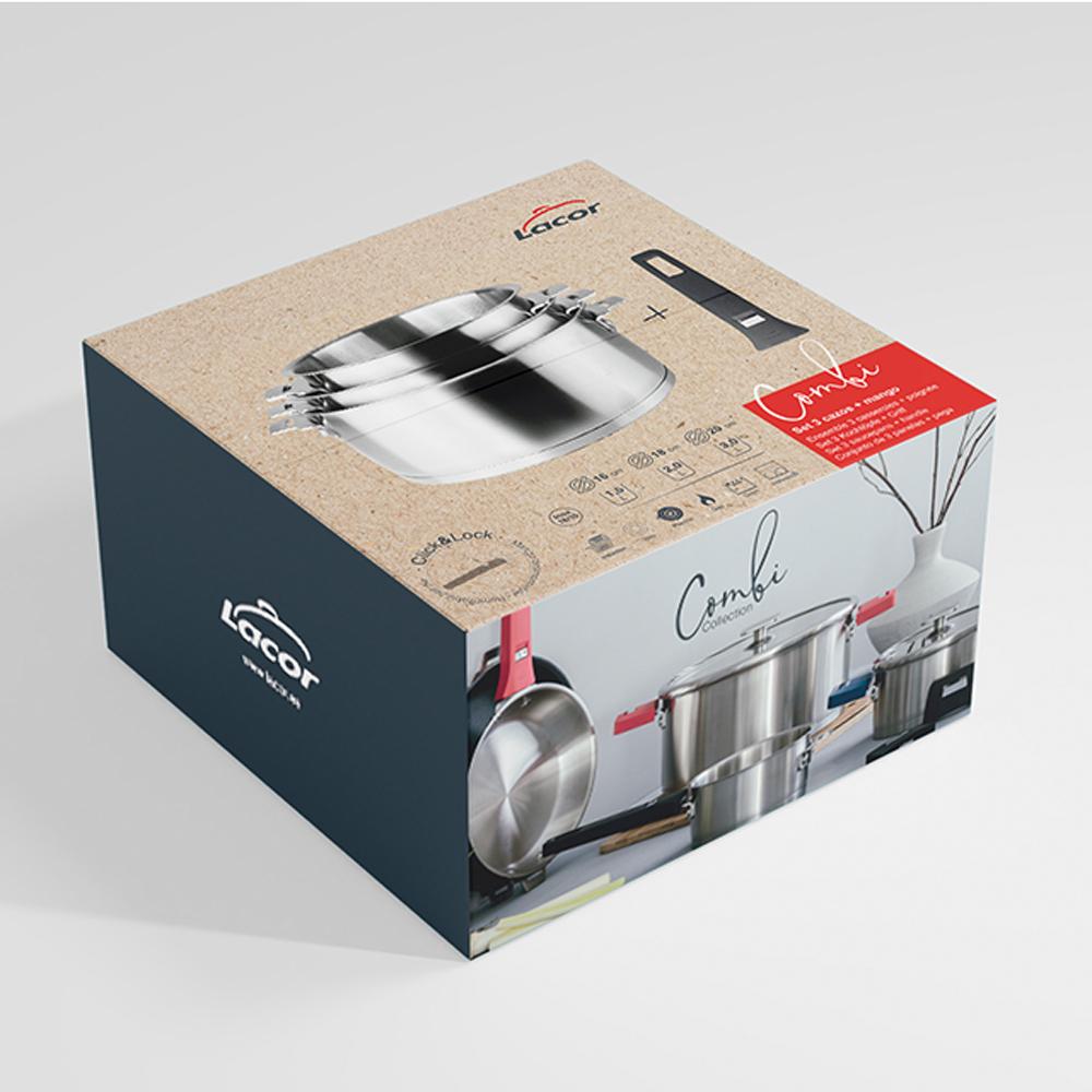 Série de 3 casseroles combi 16-18-20 cm Lacor - Mathon - 2