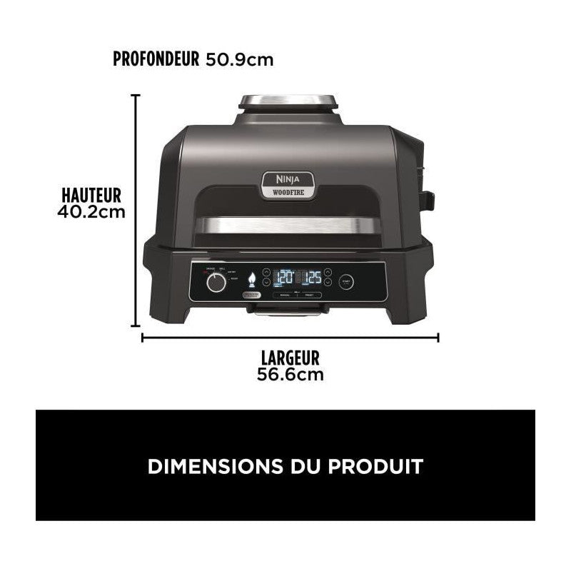 Barbecue électrique Et Fumoir Avec Thermometre - Ninja - Woodfire Pro Xl - Og850eu - Barbecue Et Air Fryer D