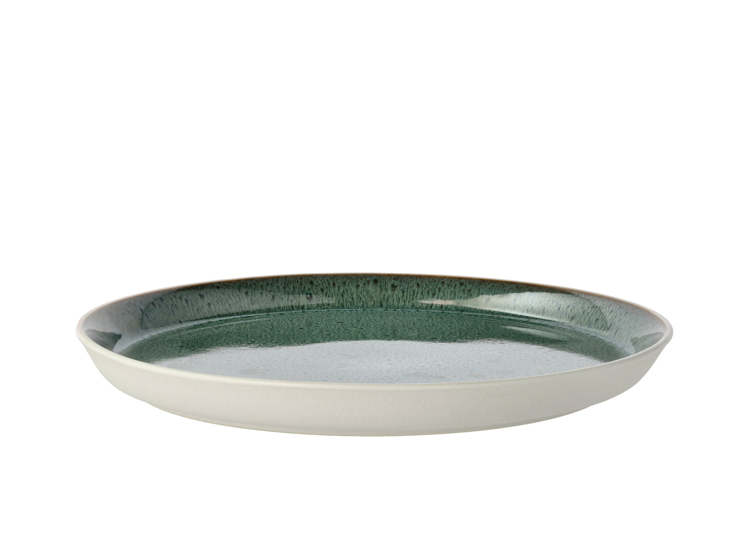 Assiette Gastro en Grès Blanc/Vert Bitz - Mathon - 2