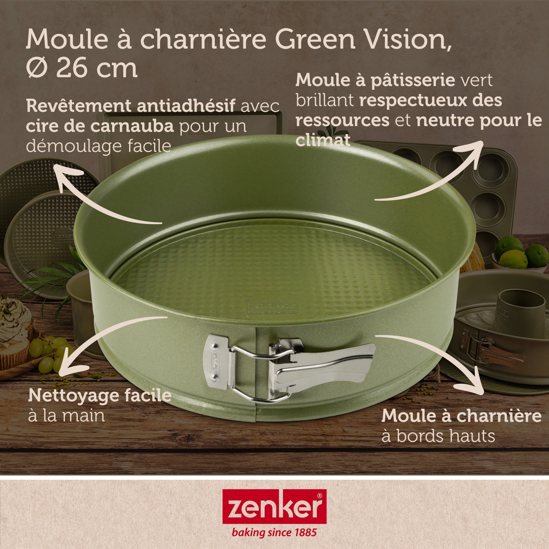 Ensemble de 2 Moules à manqué à charnière 26 cm Zenker Green Vision Zenker - Mathon - 3