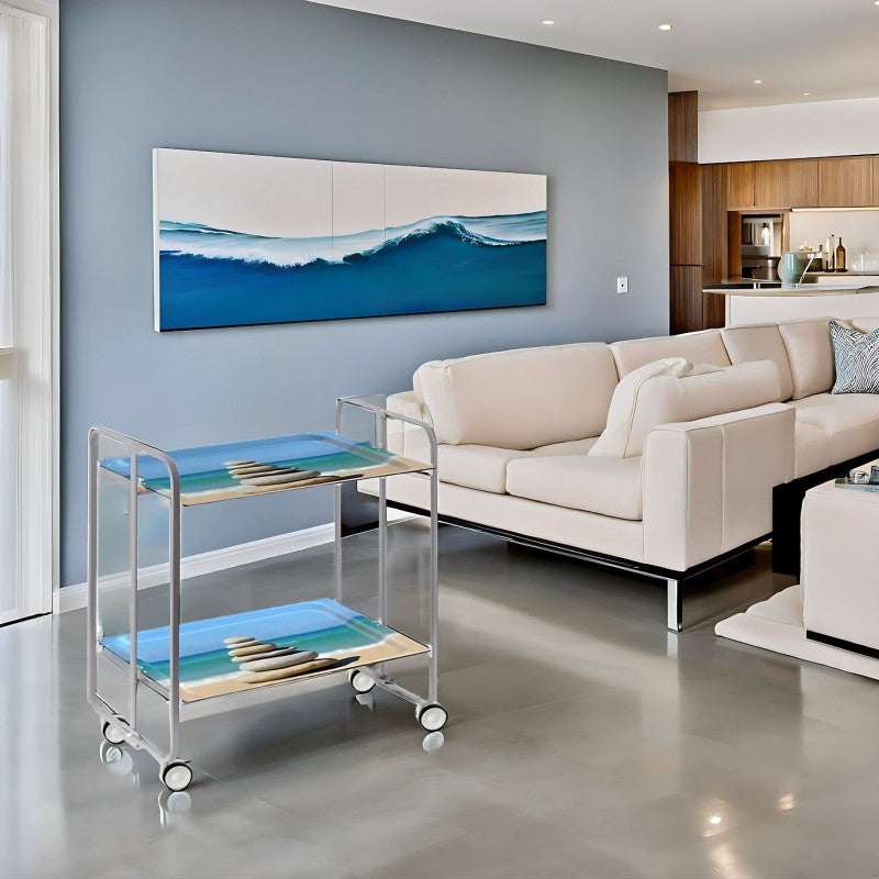 Desserte pliante 2 niveaux avec roulettes – structure gris aluminium, bauhaus Don Hierro - Mathon - 3