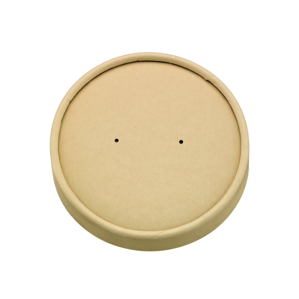 50Pcs - Couvercle plat brun en carton kraft perforé pour boisson chaude  H7,5mm FirstPack - Mathon - 1