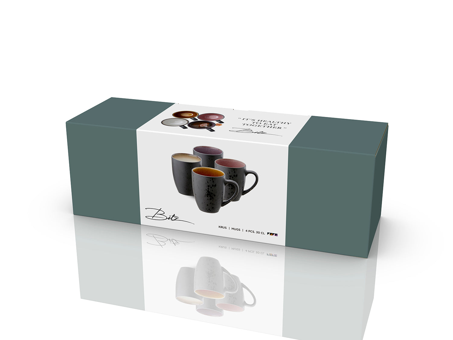 Set de 4 mugs GASTRO en grès Noir/clair Bitz - Mathon - 10