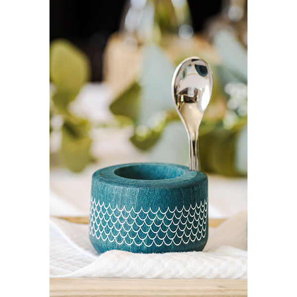 Coffret coquetier et cuillère Piou dragon bleu canard Roger Orfèvre - Mathon - 2